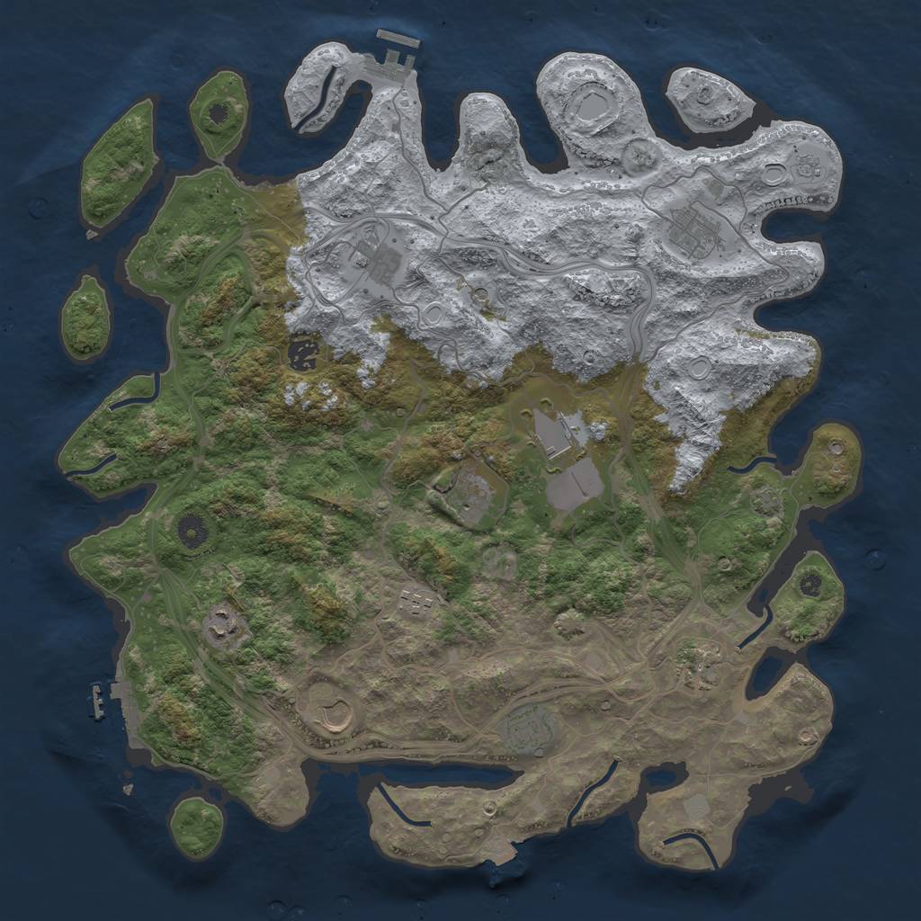 Rust Map: Procedural Map, Size: 4250, Seed: 1744291705, 18 Monuments