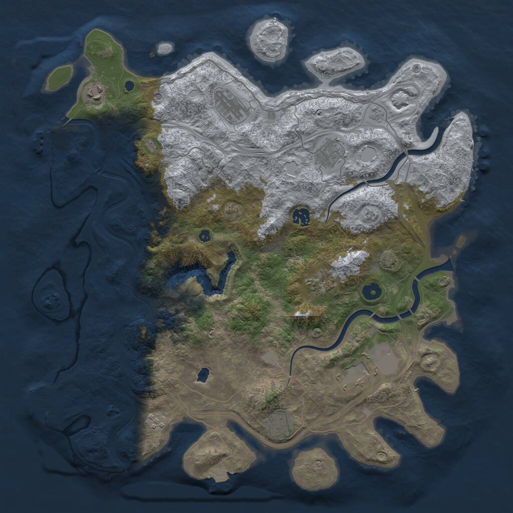 Rust Map: Procedural Map, Size: 4250, Seed: 1371354183, 14 Monuments