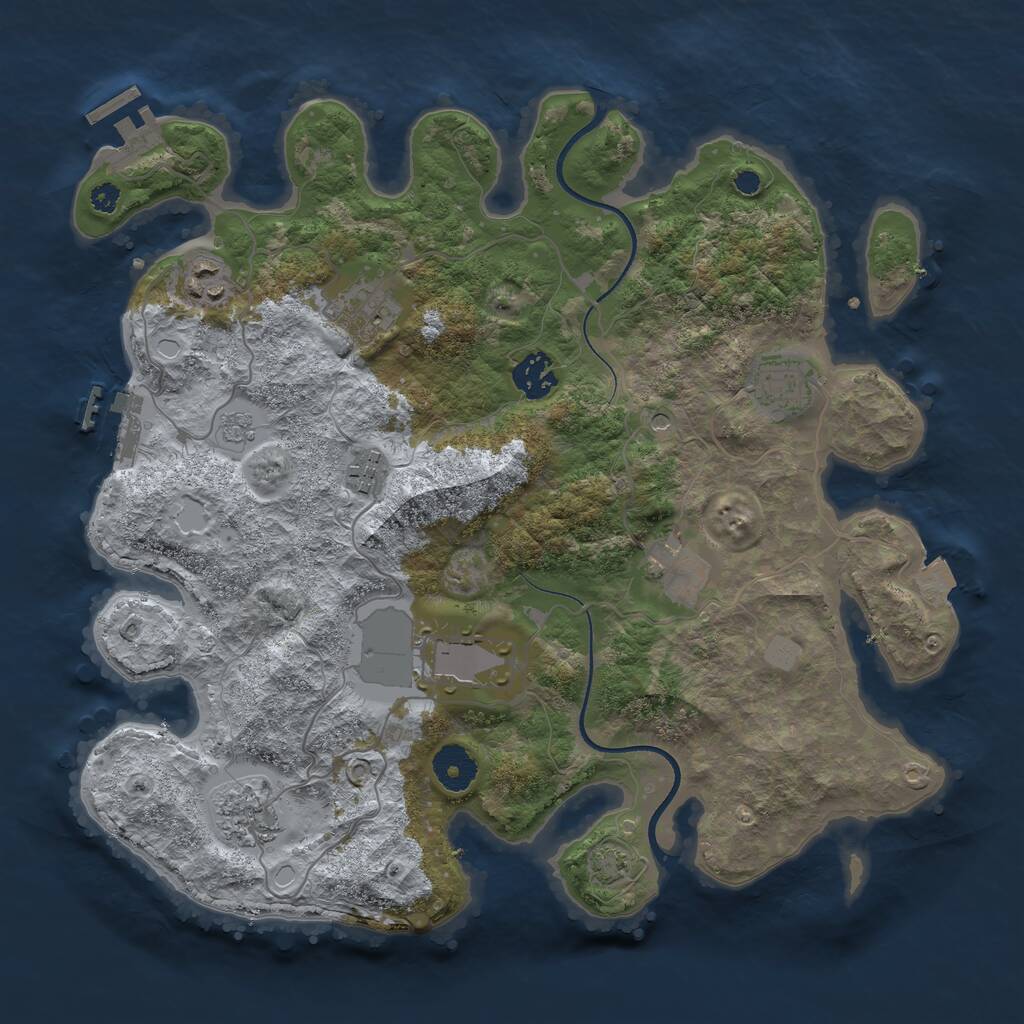 Rust Map: Procedural Map, Size: 3500, Seed: 1560631129, 14 Monuments