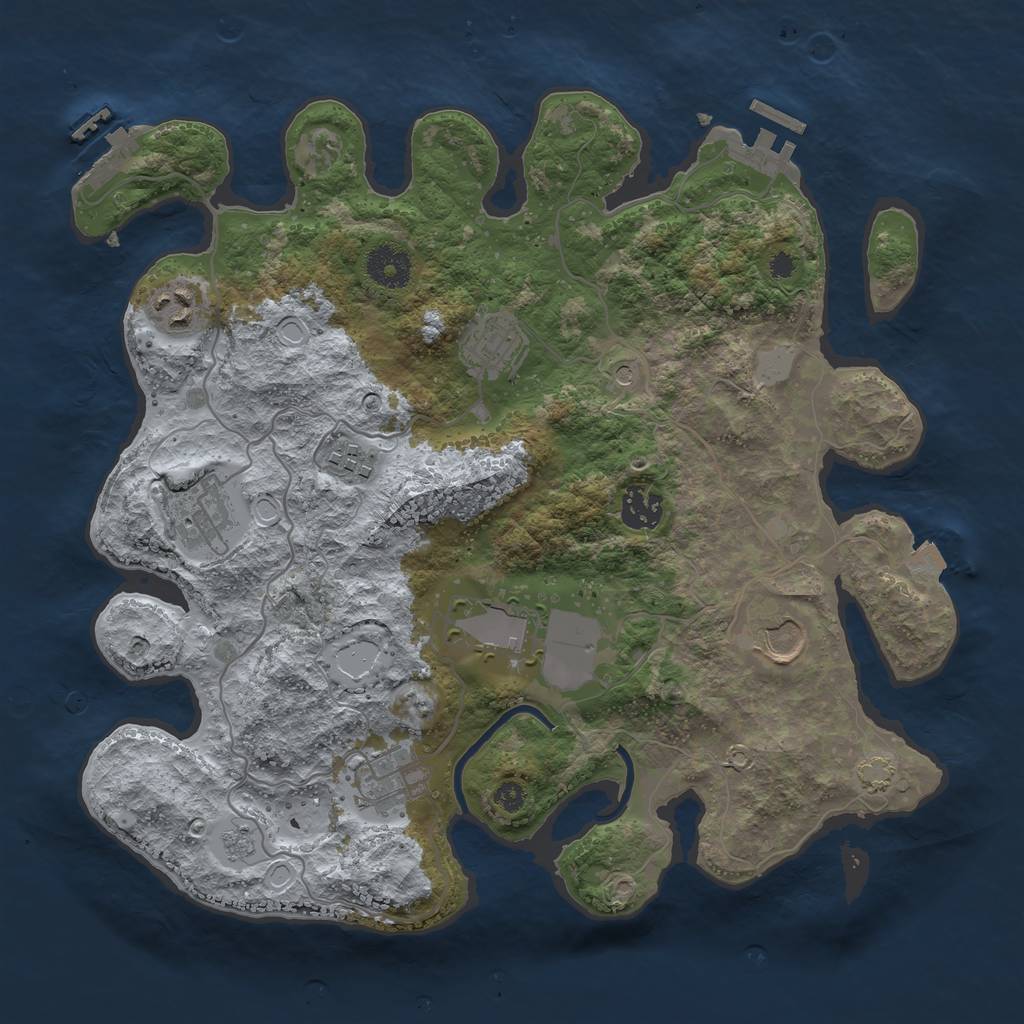 Rust Map: Procedural Map, Size: 3500, Seed: 1560631129, 16 Monuments