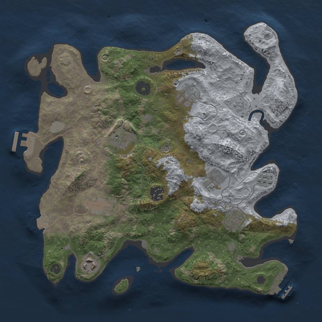 Rust Map: Procedural Map, Size: 3300, Seed: 1809885909, 16 Monuments