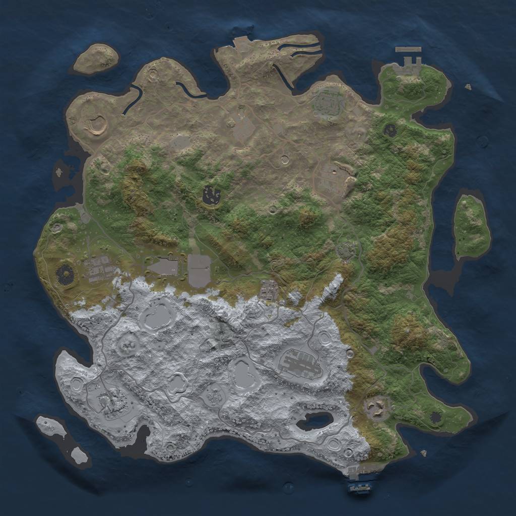 Rust Map: Procedural Map, Size: 4000, Seed: 1506105609, 19 Monuments