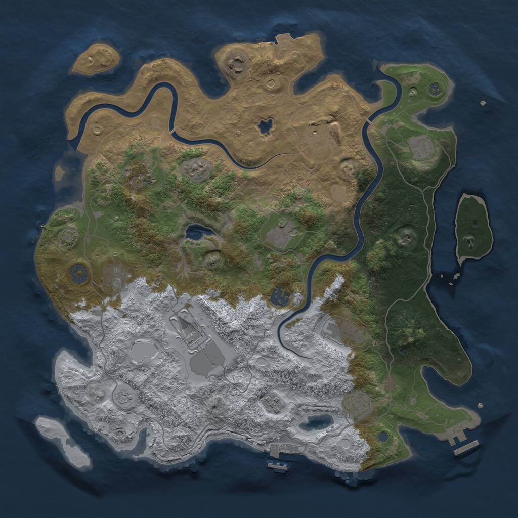 Rust Map: Procedural Map, Size: 4000, Seed: 1506105609, 18 Monuments