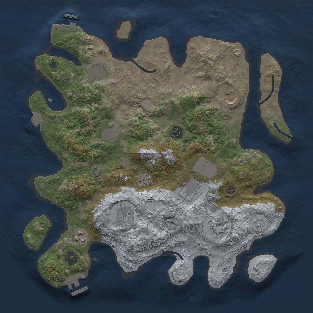 Rust Map: Procedural Map, Size: 3600, Seed: 990308, 16 Monuments