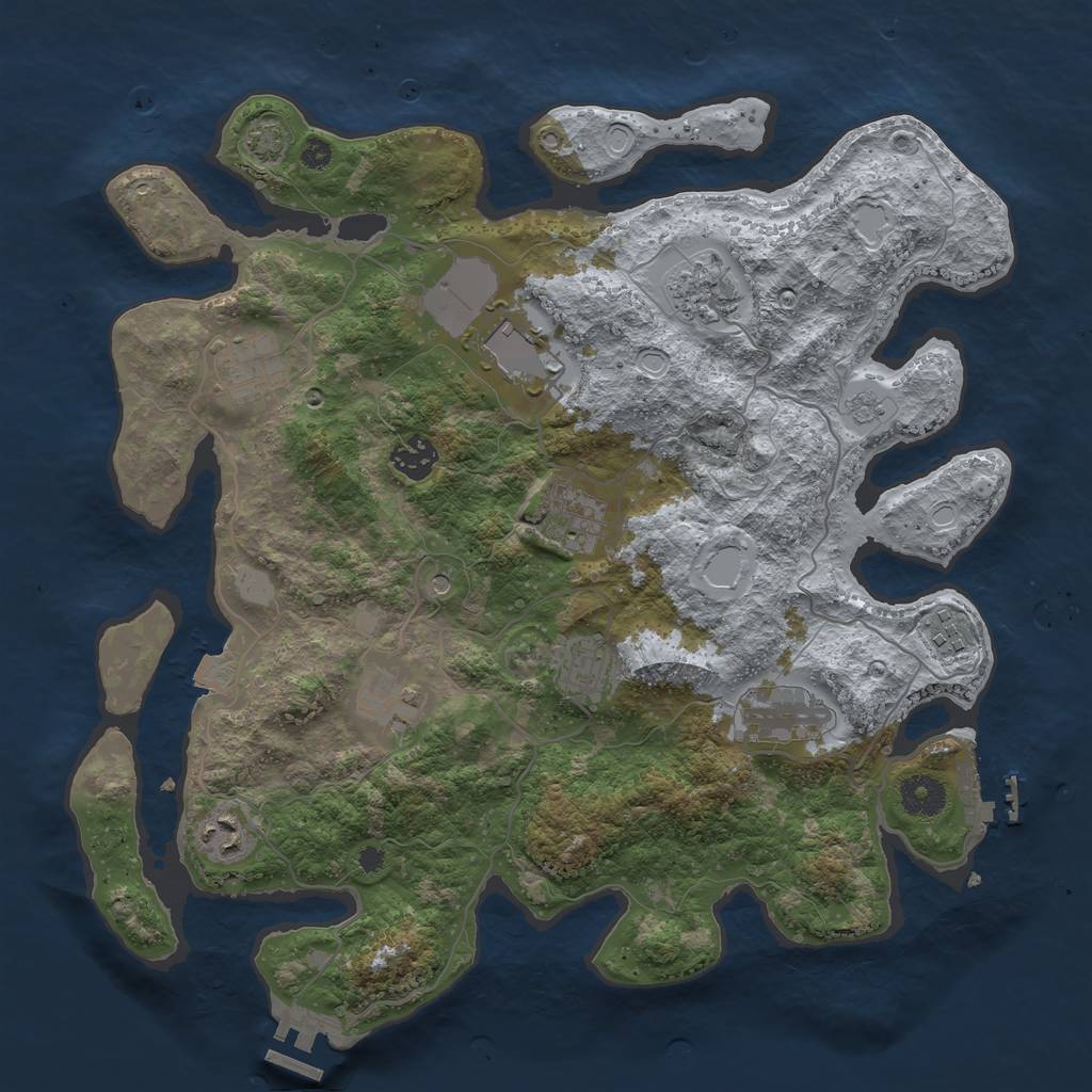 Rust Map: Procedural Map, Size: 3700, Seed: 907157705, 18 Monuments