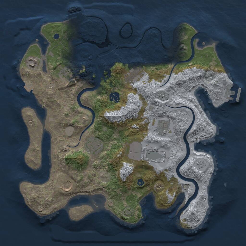 Rust Map: Procedural Map, Size: 3500, Seed: 917228084, 17 Monuments