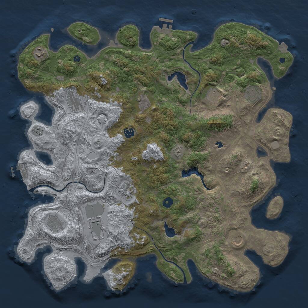 Rust Map: Procedural Map, Size: 4500, Seed: 1144680971, 17 Monuments