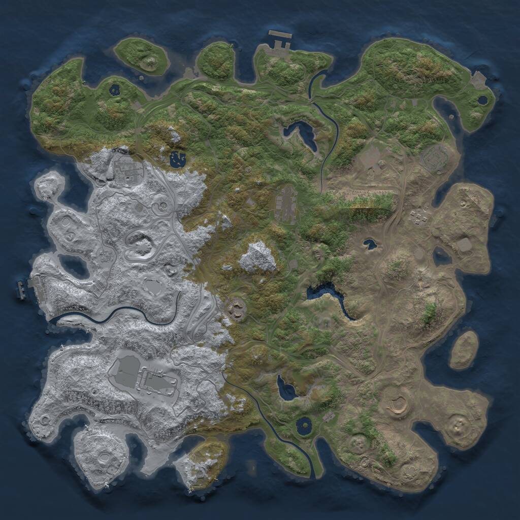 Rust Map: Procedural Map, Size: 4500, Seed: 1144680971, 17 Monuments