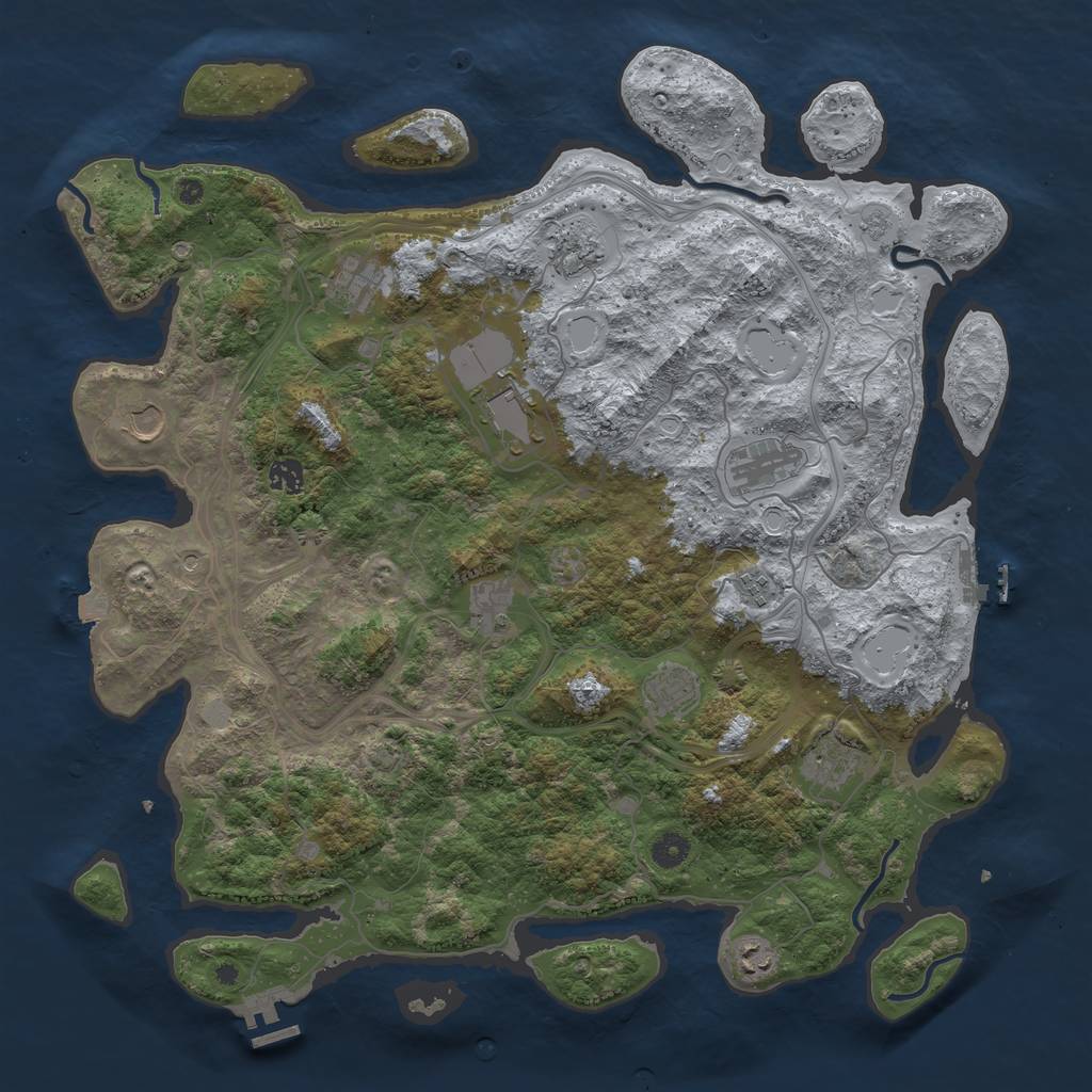 Rust Map: Procedural Map, Size: 4500, Seed: 507275, 19 Monuments