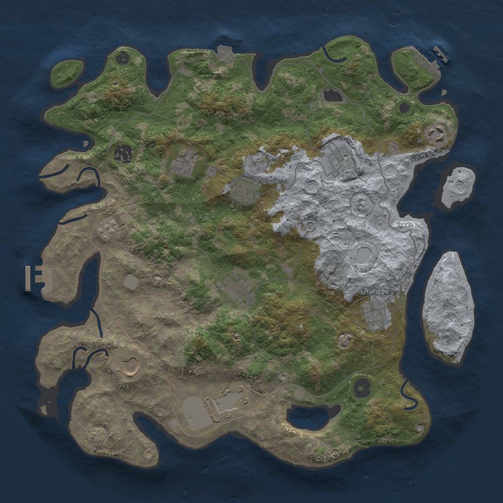 Rust Map: Procedural Map, Size: 4000, Seed: 1519366906, 18 Monuments