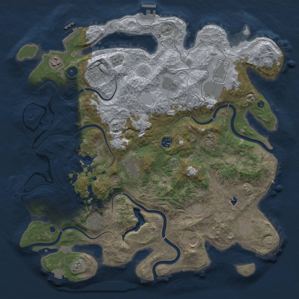 Rust Map: Procedural Map, Size: 4250, Seed: 1810177938, 17 Monuments