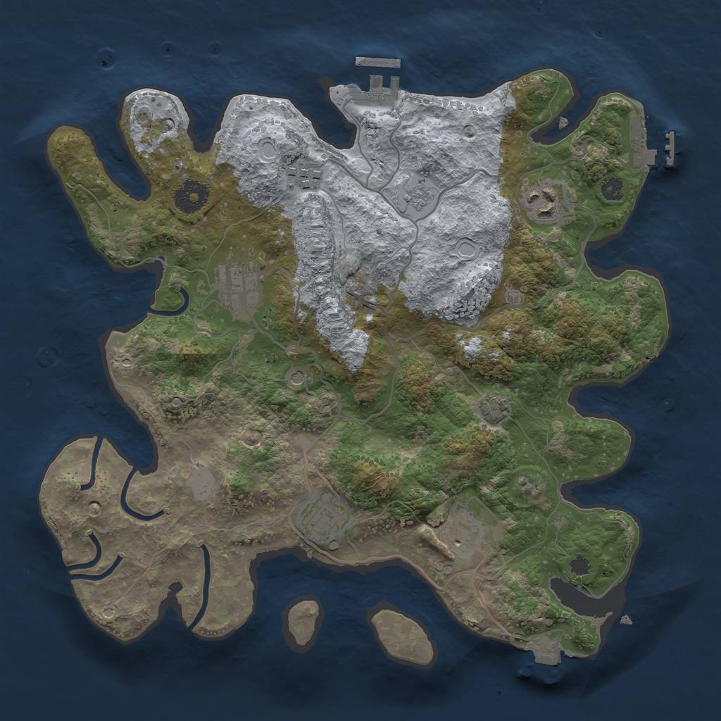 Rust Map: Procedural Map, Size: 3250, Seed: 1690463839, 13 Monuments