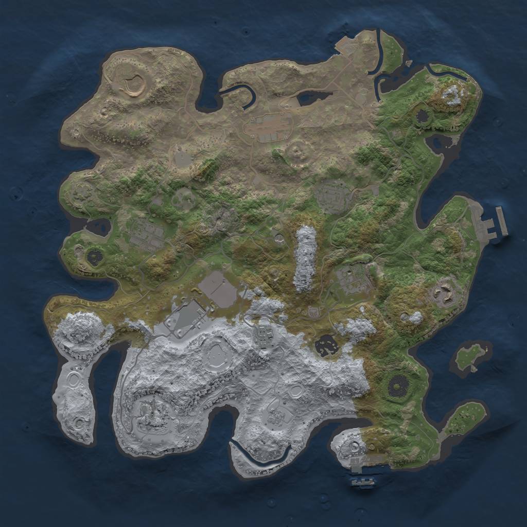 Rust Map: Procedural Map, Size: 3600, Seed: 12122, 18 Monuments