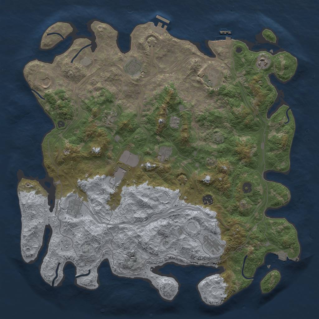 Rust Map: Procedural Map, Size: 4500, Seed: 1068752317, 19 Monuments