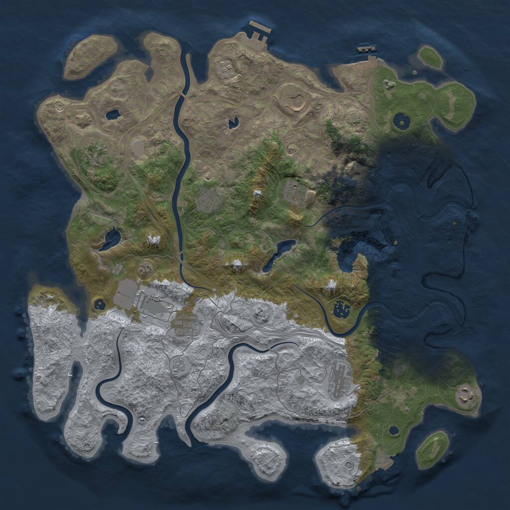 Rust Map: Procedural Map, Size: 4500, Seed: 1068752317, 16 Monuments