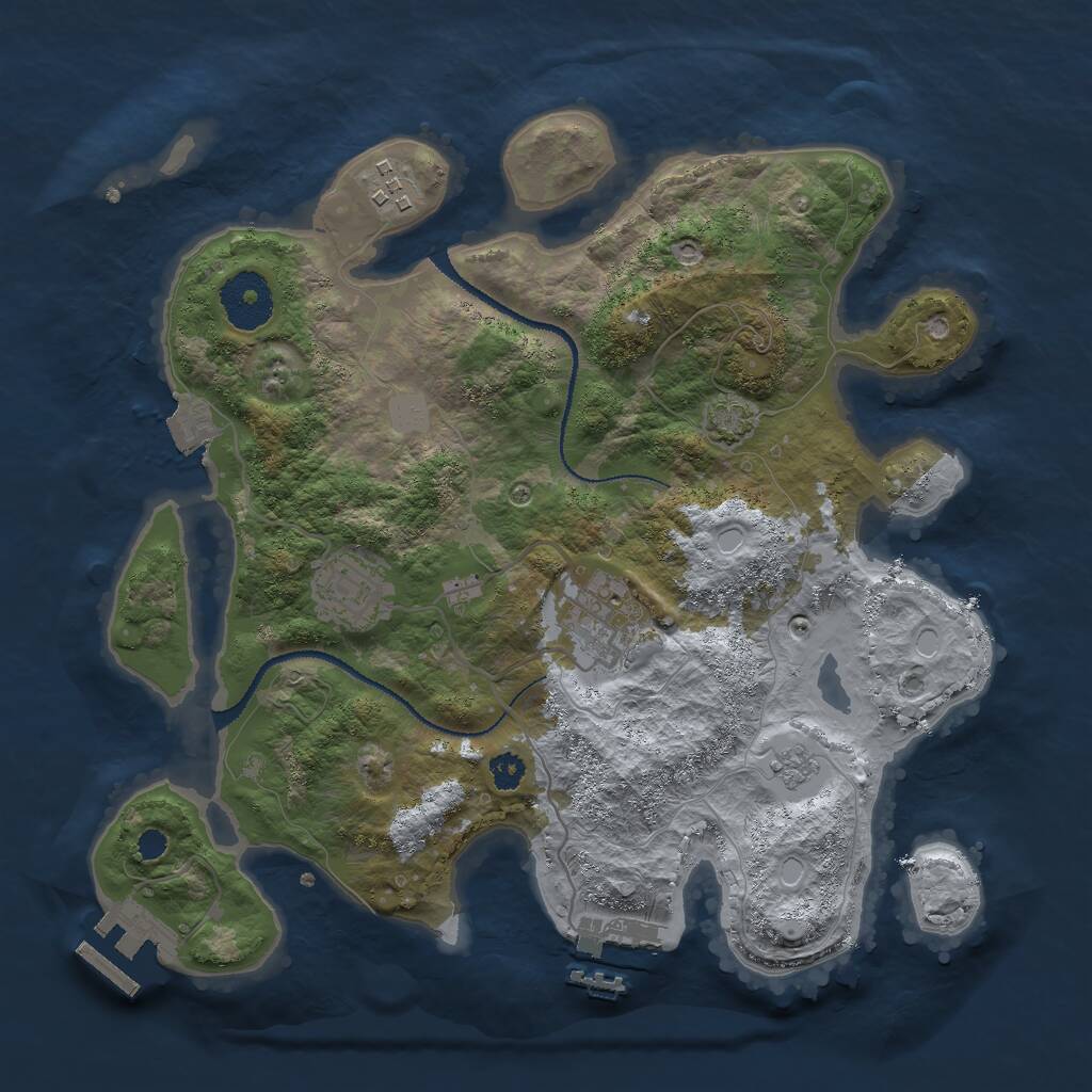Rust Map: Procedural Map, Size: 3000, Seed: 1875503256, 8 Monuments