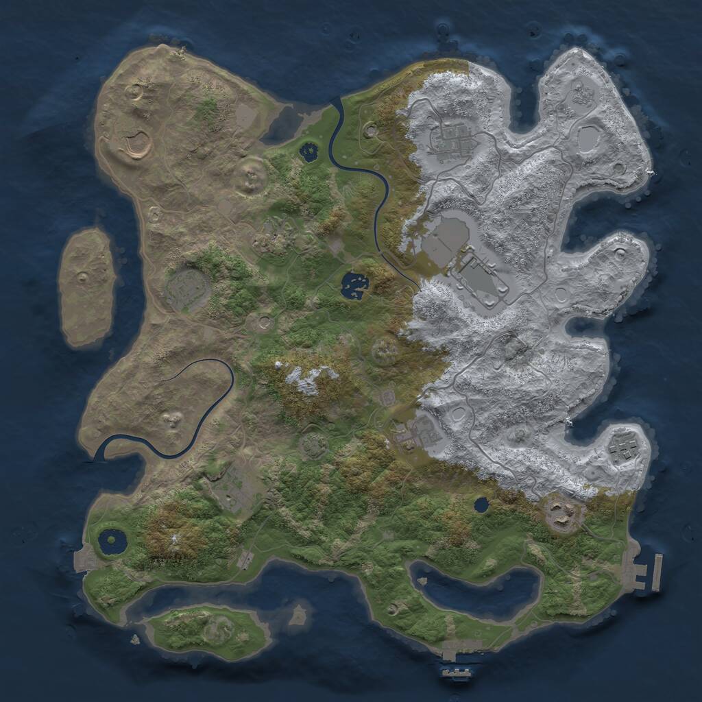 Rust Map: Procedural Map, Size: 3800, Seed: 1658785829, 16 Monuments