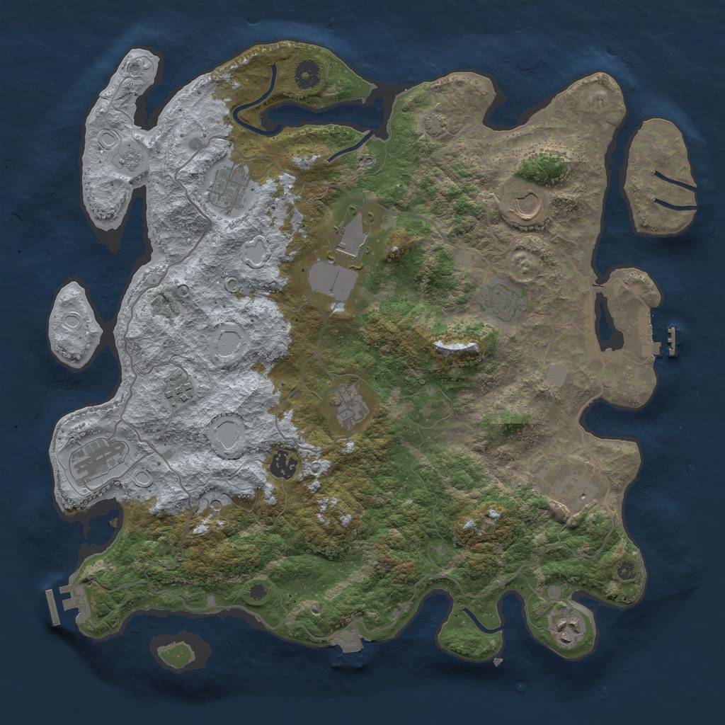 Rust Map: Procedural Map, Size: 4000, Seed: 1427654378, 18 Monuments