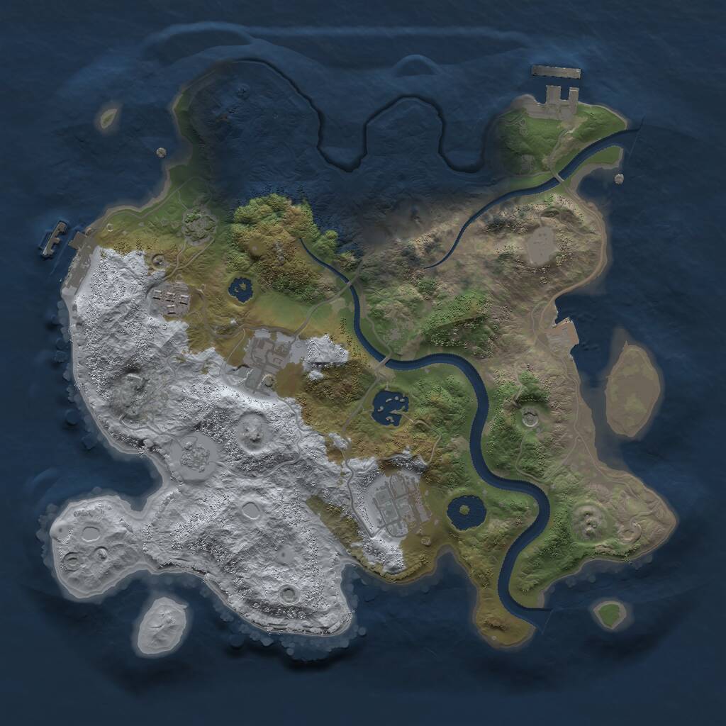 Rust Map: Procedural Map, Size: 3000, Seed: 934857, 10 Monuments