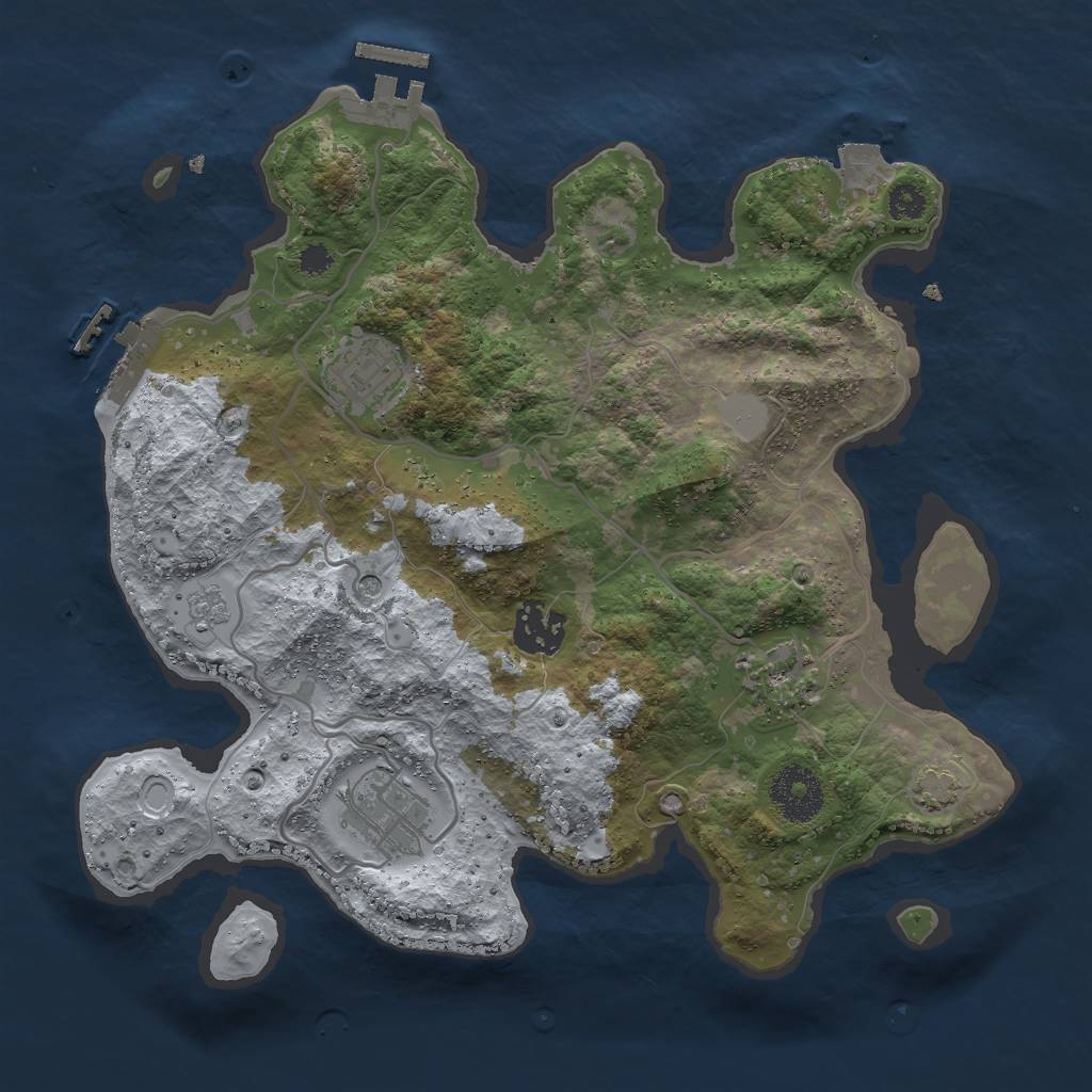 Rust Map: Procedural Map, Size: 3000, Seed: 934857, 12 Monuments