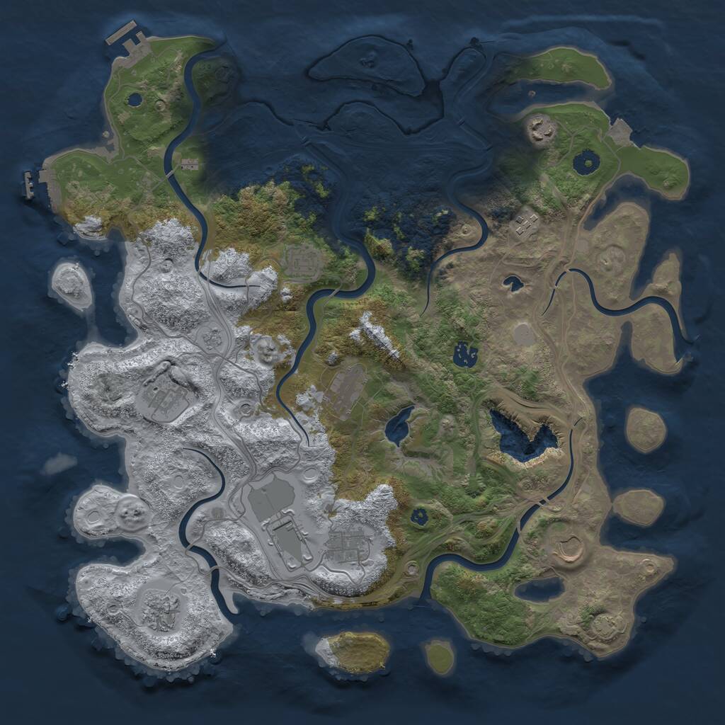 Rust Map: Procedural Map, Size: 4250, Seed: 907354534, 16 Monuments