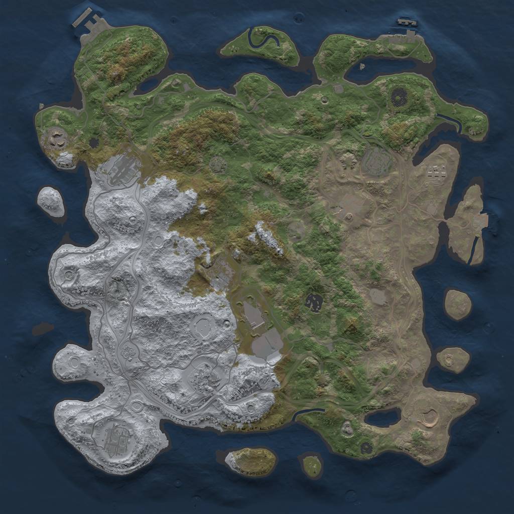 Rust Map: Procedural Map, Size: 4250, Seed: 907354534, 19 Monuments