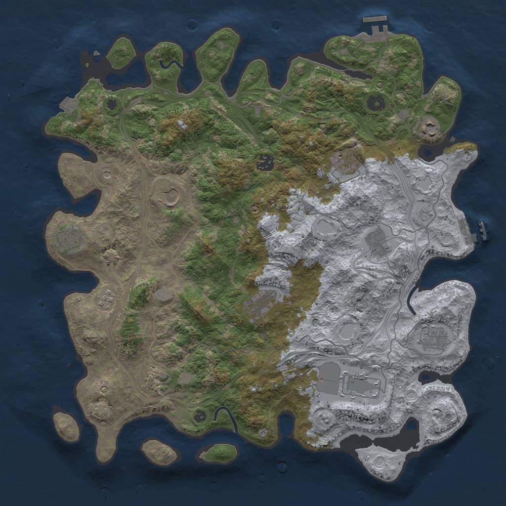 Rust Map: Procedural Map, Size: 4250, Seed: 891543766, 19 Monuments