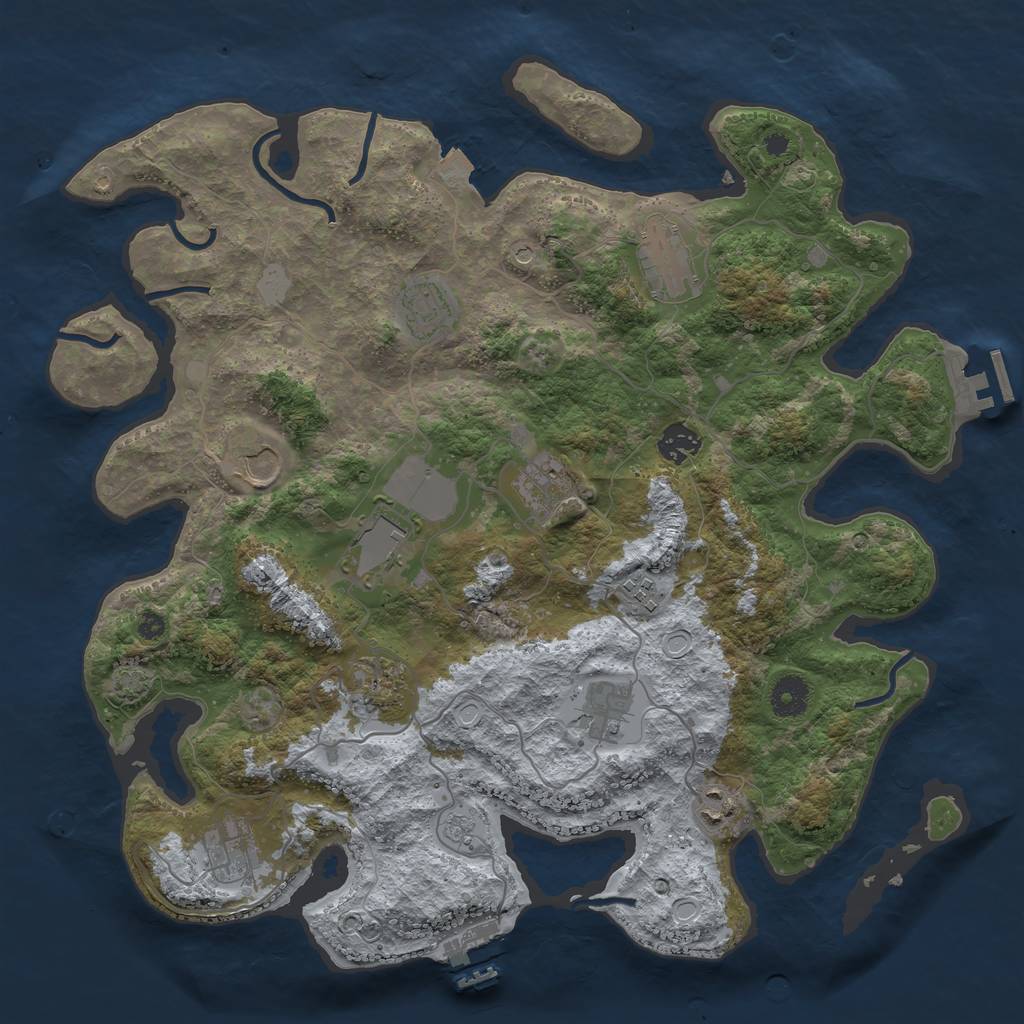 Rust Map: Procedural Map, Size: 3850, Seed: 2135657657, 19 Monuments