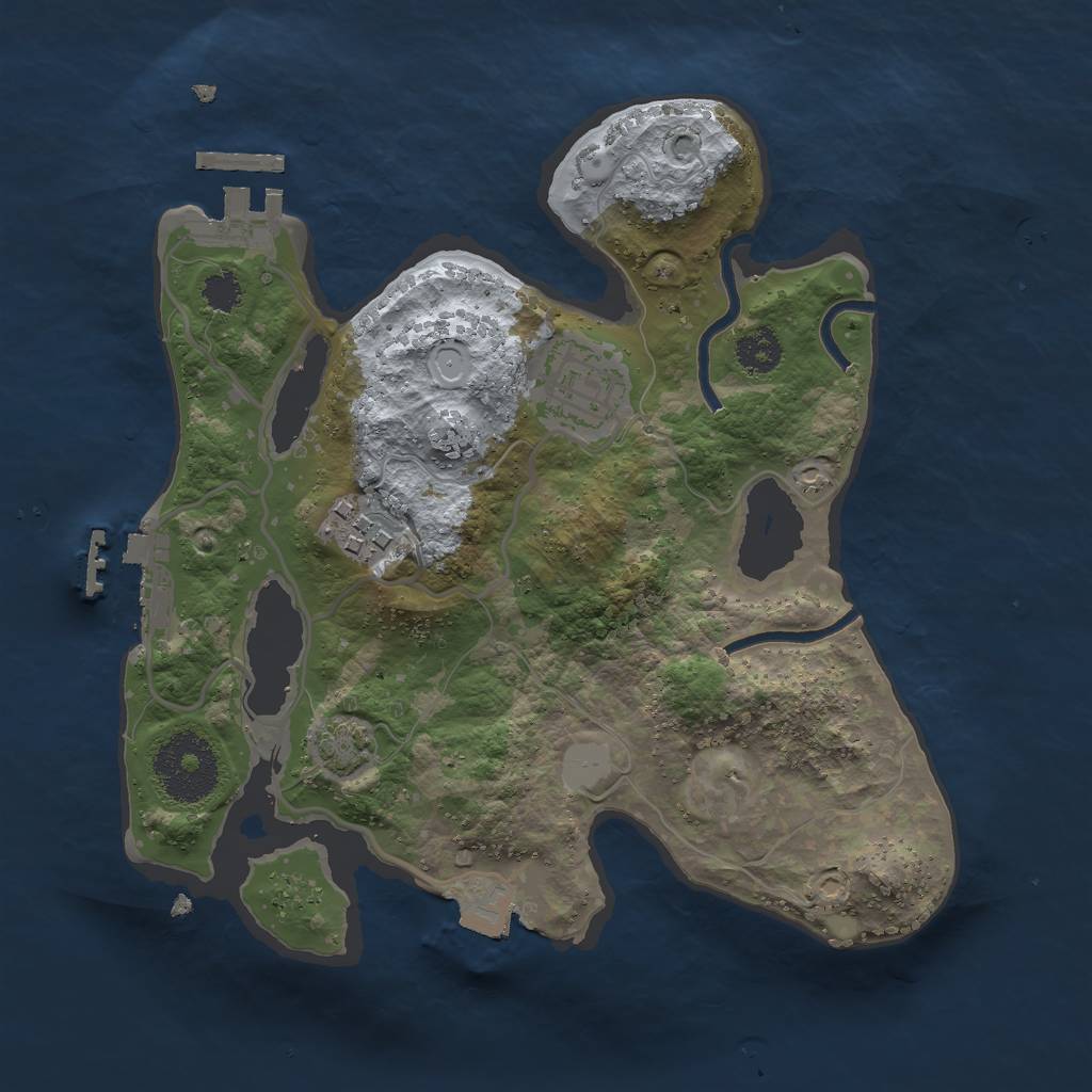 Rust Map: Procedural Map, Size: 2500, Seed: 1039750748, 8 Monuments