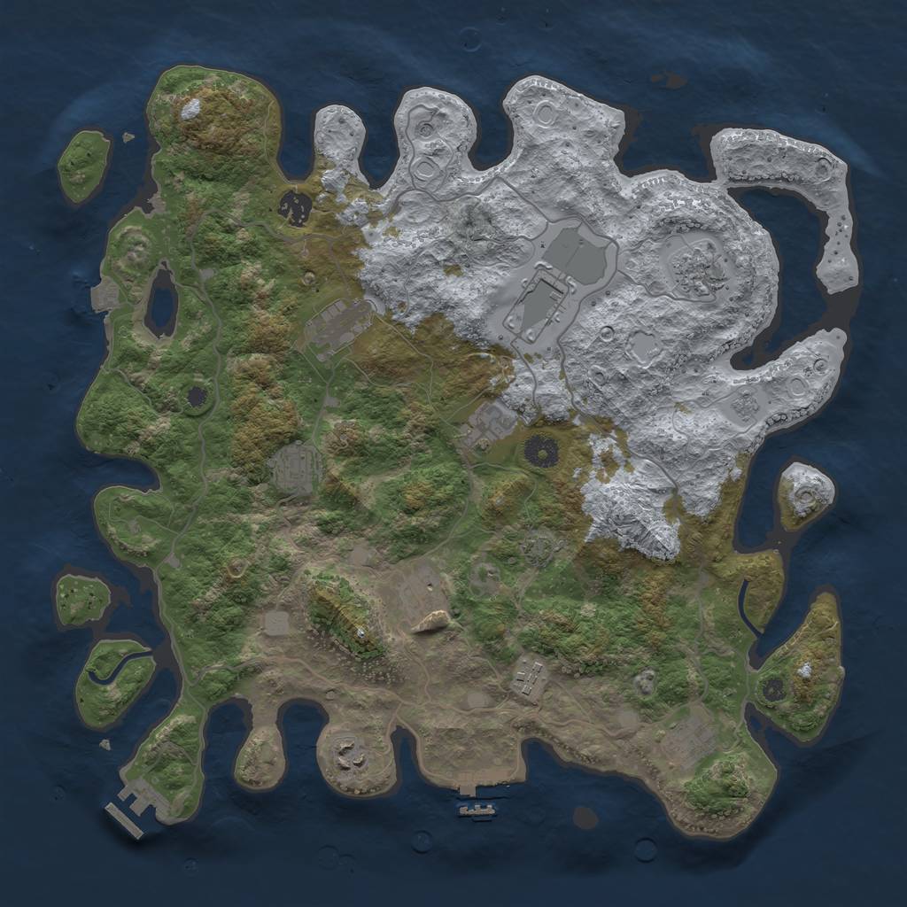 Rust Map: Procedural Map, Size: 4000, Seed: 1231079019, 18 Monuments