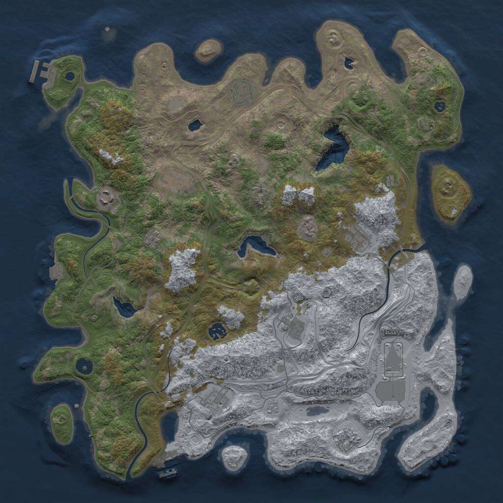 Rust Map: Procedural Map, Size: 4500, Seed: 969157737, 16 Monuments