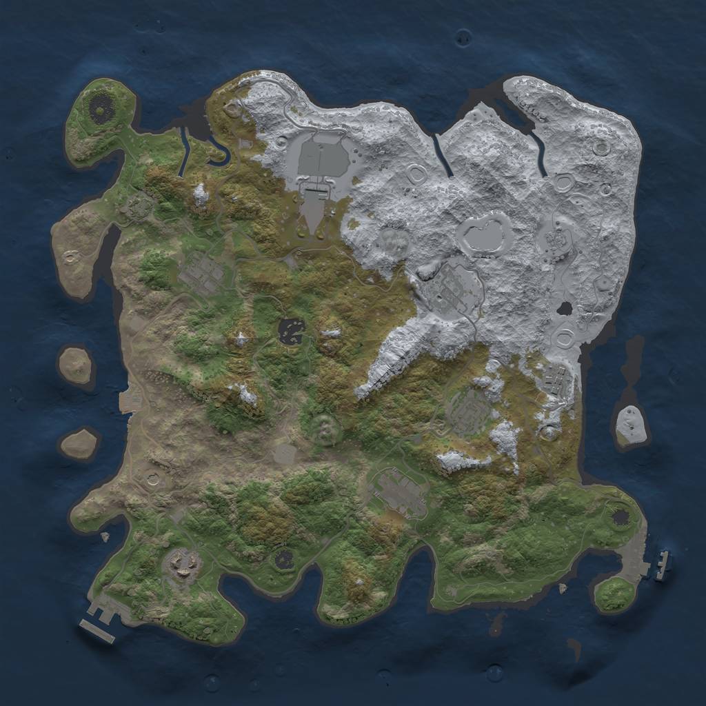 Rust Map: Procedural Map, Size: 3750, Seed: 711879024, 16 Monuments