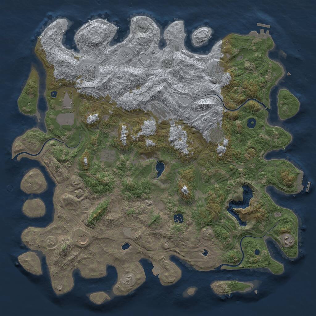 Rust Map: Procedural Map, Size: 4750, Seed: 599262531, 16 Monuments