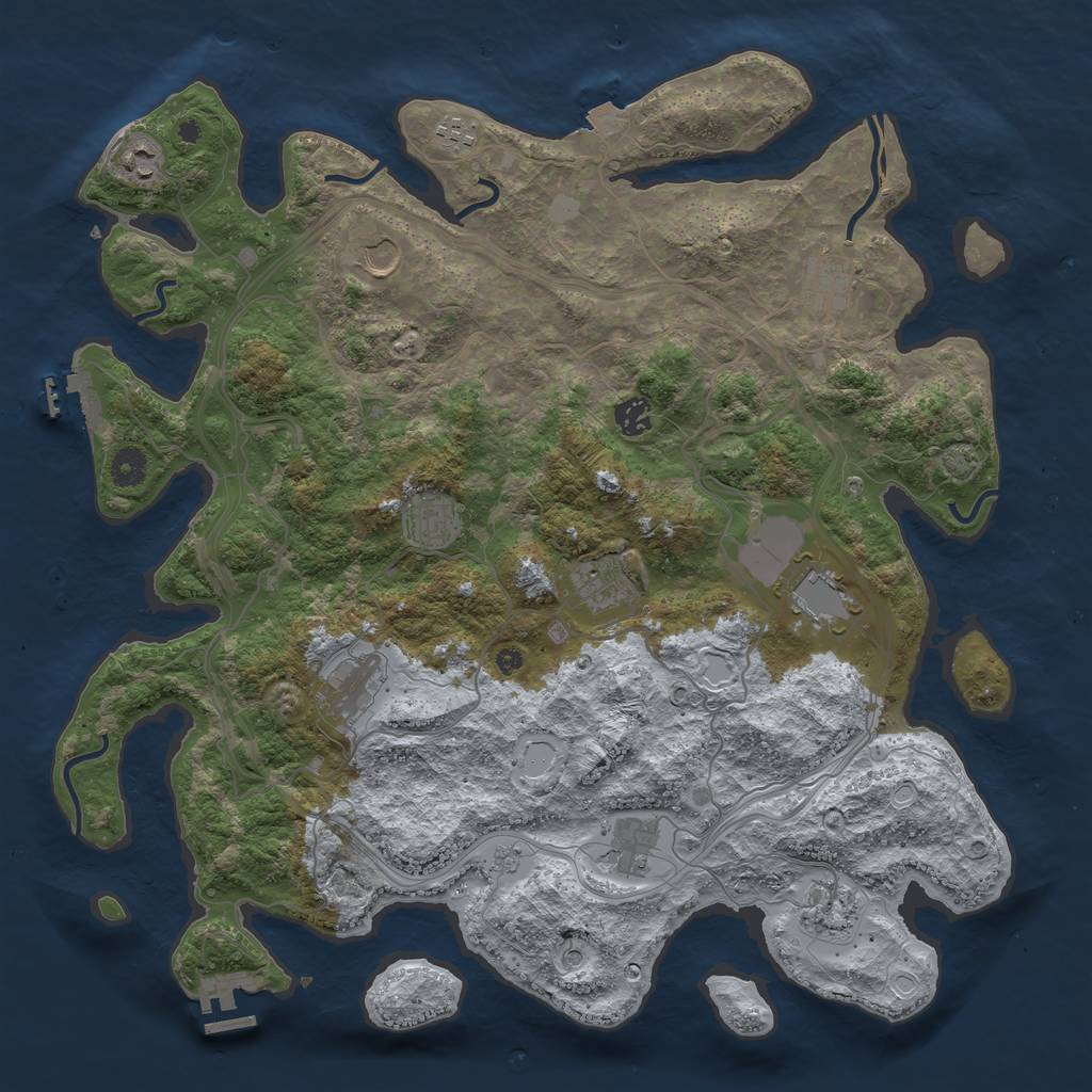 Rust Map: Procedural Map, Size: 4250, Seed: 1038494687, 19 Monuments