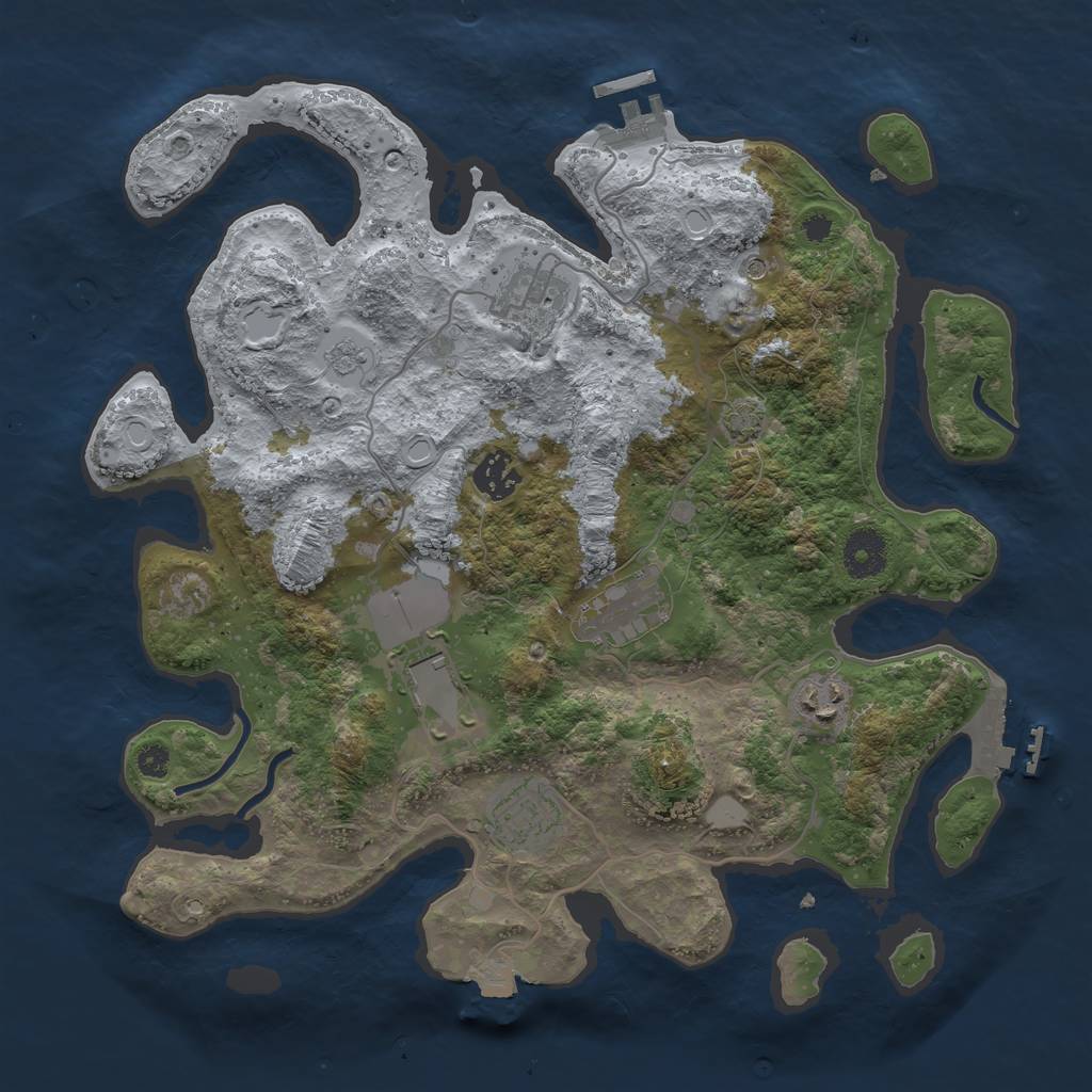 Rust Map: Procedural Map, Size: 3500, Seed: 1124810596, 14 Monuments