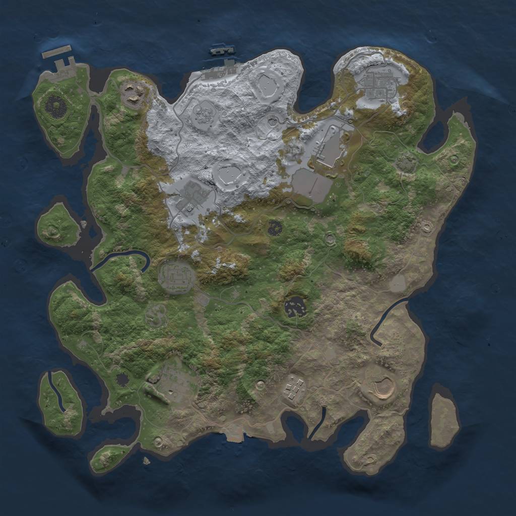 Rust Map: Procedural Map, Size: 3500, Seed: 741609084, 17 Monuments