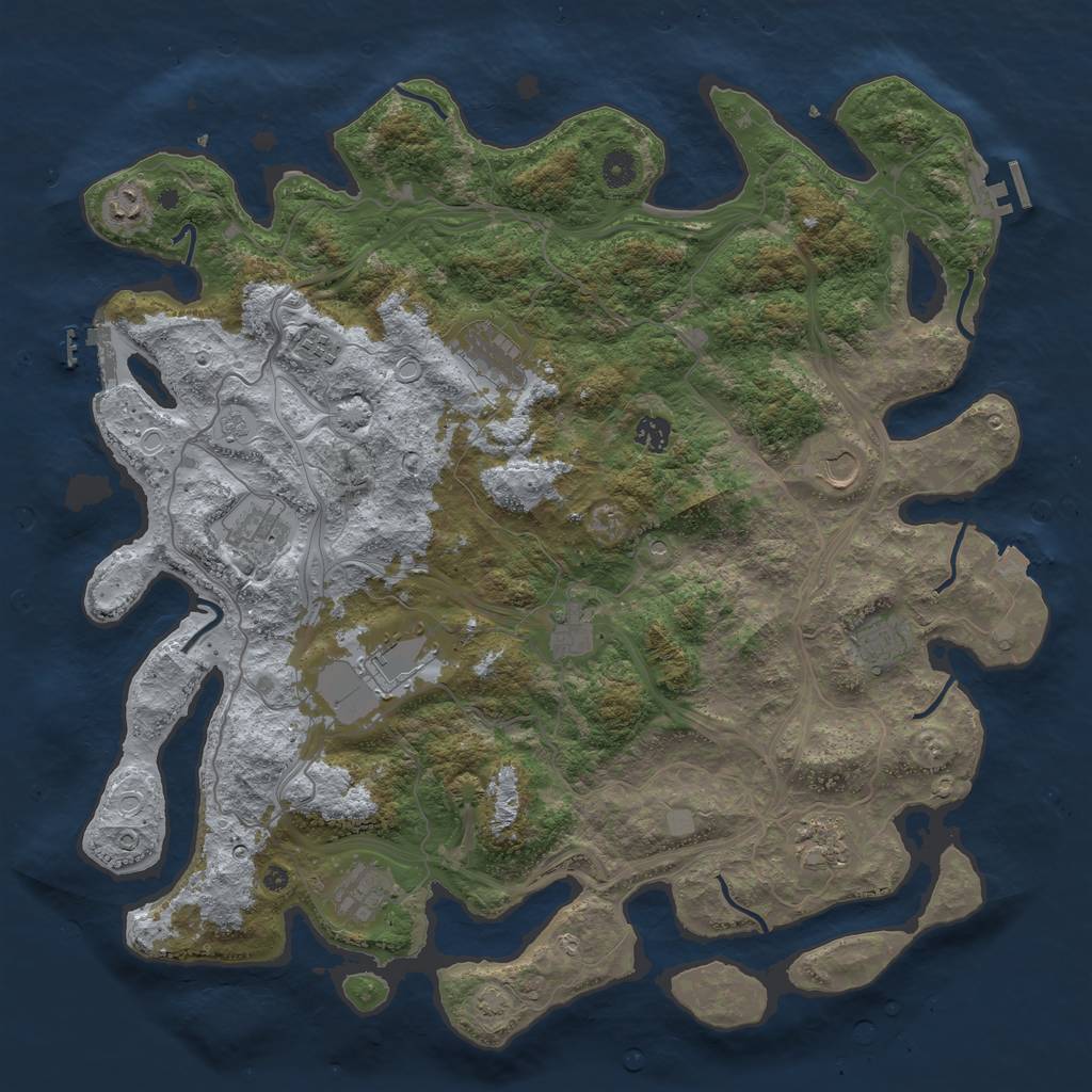 Rust Map: Procedural Map, Size: 4500, Seed: 1930316101, 19 Monuments