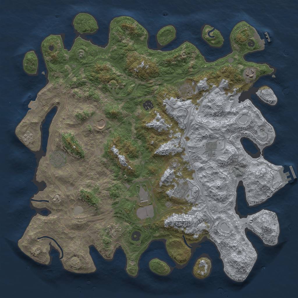 Rust Map: Procedural Map, Size: 4500, Seed: 111033921, 18 Monuments