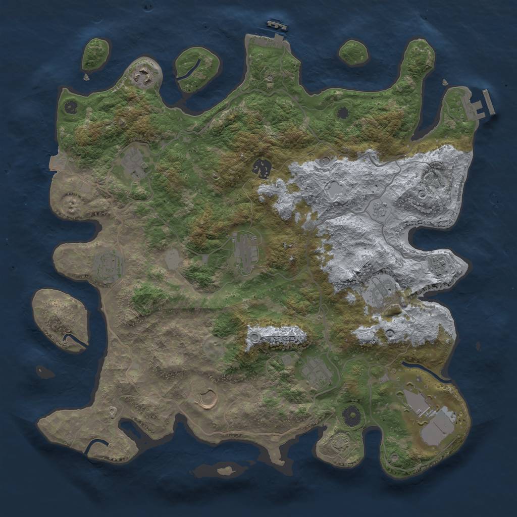 Rust Map: Procedural Map, Size: 4000, Seed: 527200853, 18 Monuments