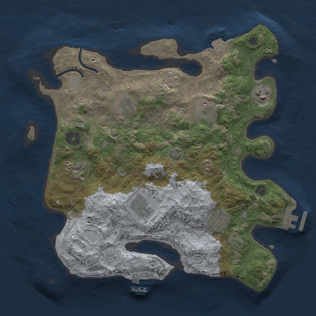 Rust Map: Procedural Map, Size: 3200, Seed: 30000, 15 Monuments