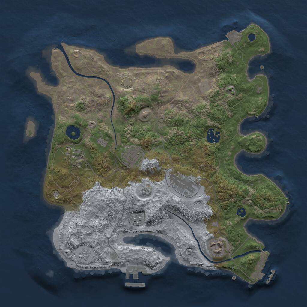 Rust Map: Procedural Map, Size: 3200, Seed: 30000, 11 Monuments