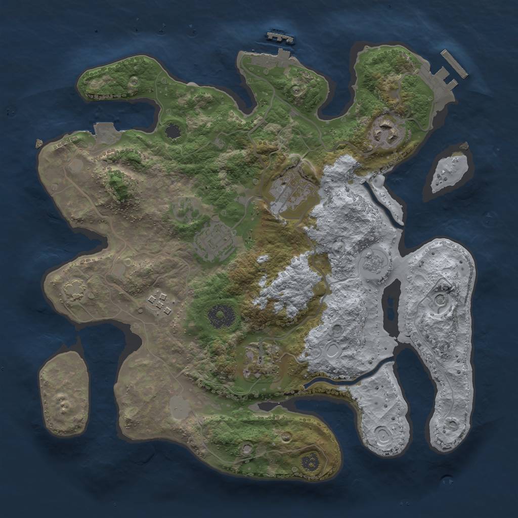 Rust Map: Procedural Map, Size: 3000, Seed: 1173608218, 13 Monuments