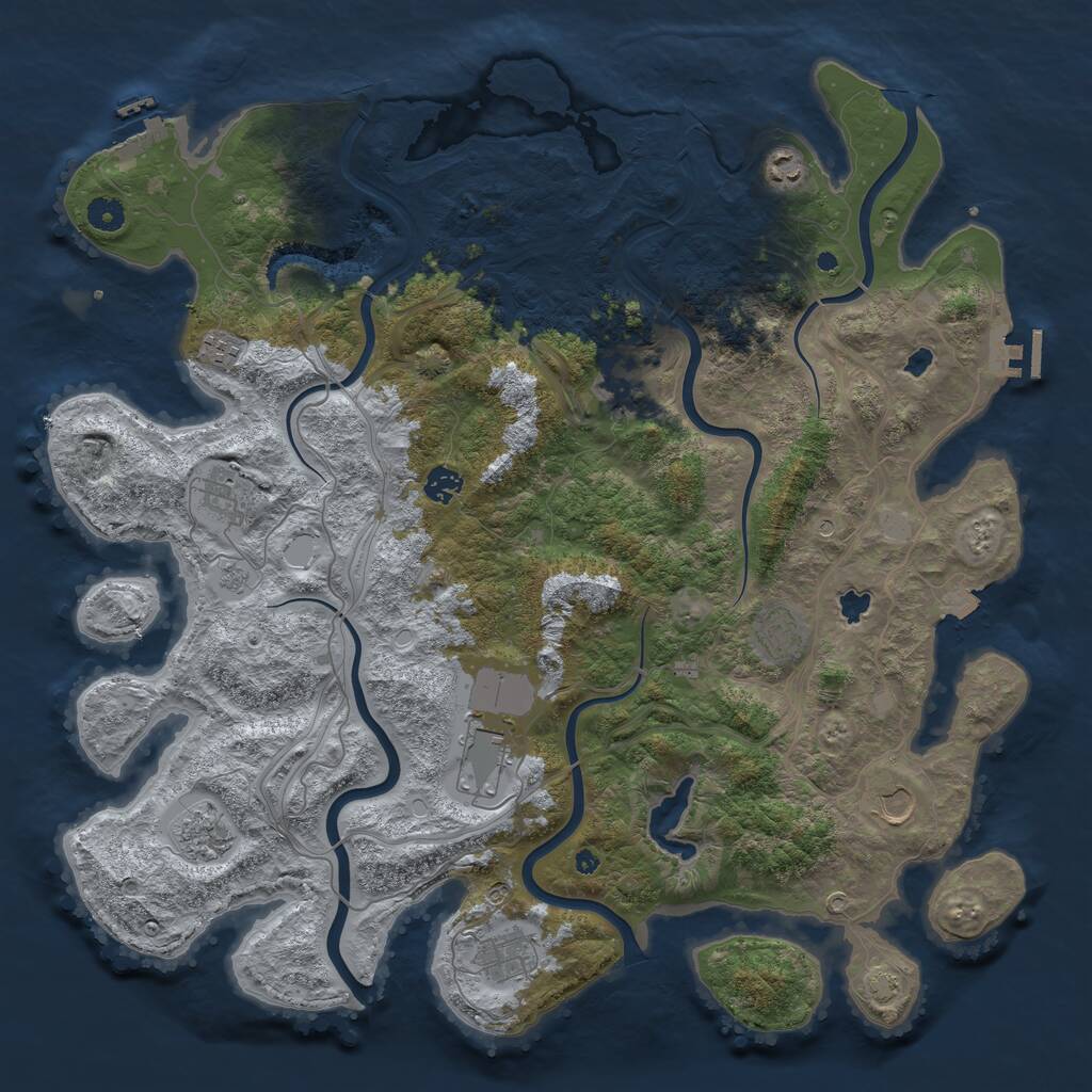Rust Map: Procedural Map, Size: 4500, Seed: 1298665107, 16 Monuments