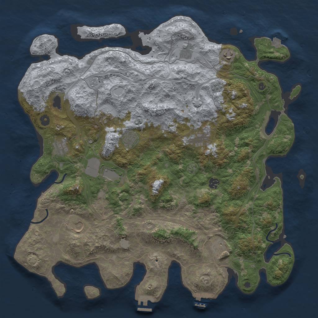 Rust Map: Procedural Map, Size: 4500, Seed: 660692532, 19 Monuments