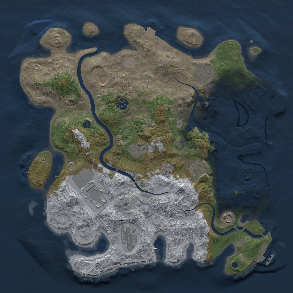 Rust Map: Procedural Map, Size: 3750, Seed: 655004384, 15 Monuments