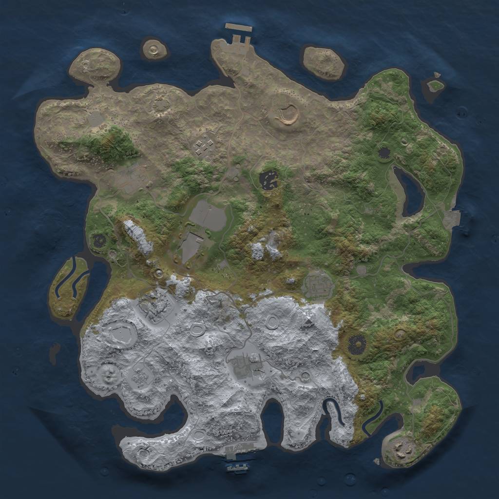 Rust Map: Procedural Map, Size: 3750, Seed: 655004384, 17 Monuments