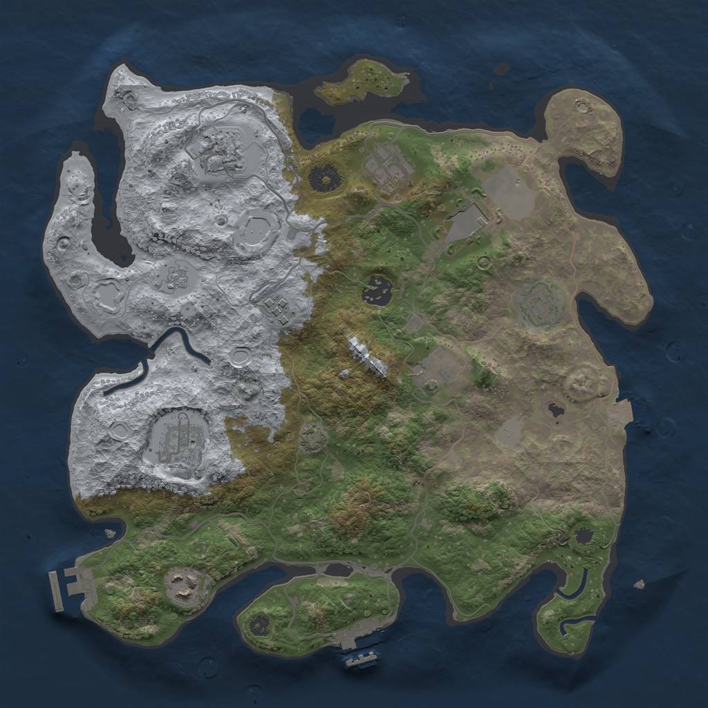 Rust Map: Procedural Map, Size: 3500, Seed: 890832401, 16 Monuments