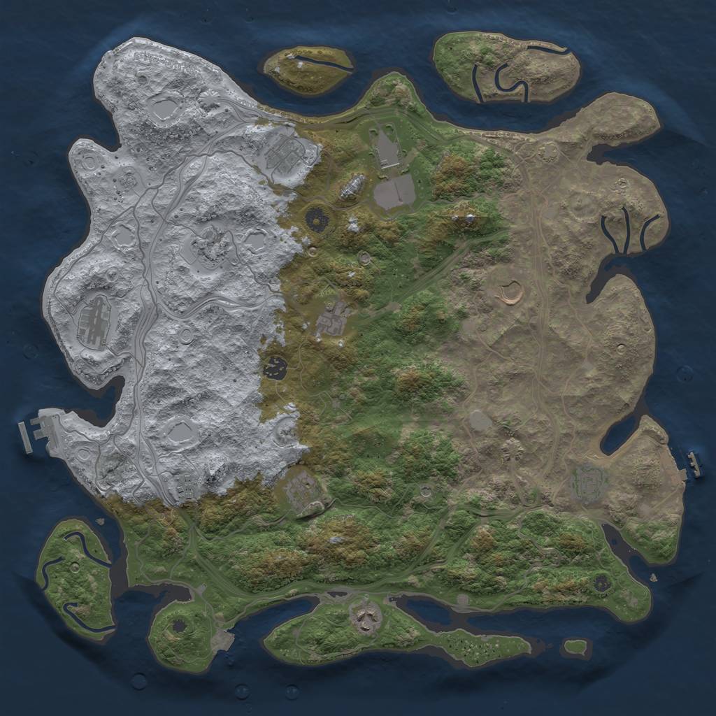 Rust Map: Procedural Map, Size: 4500, Seed: 361853550, 19 Monuments