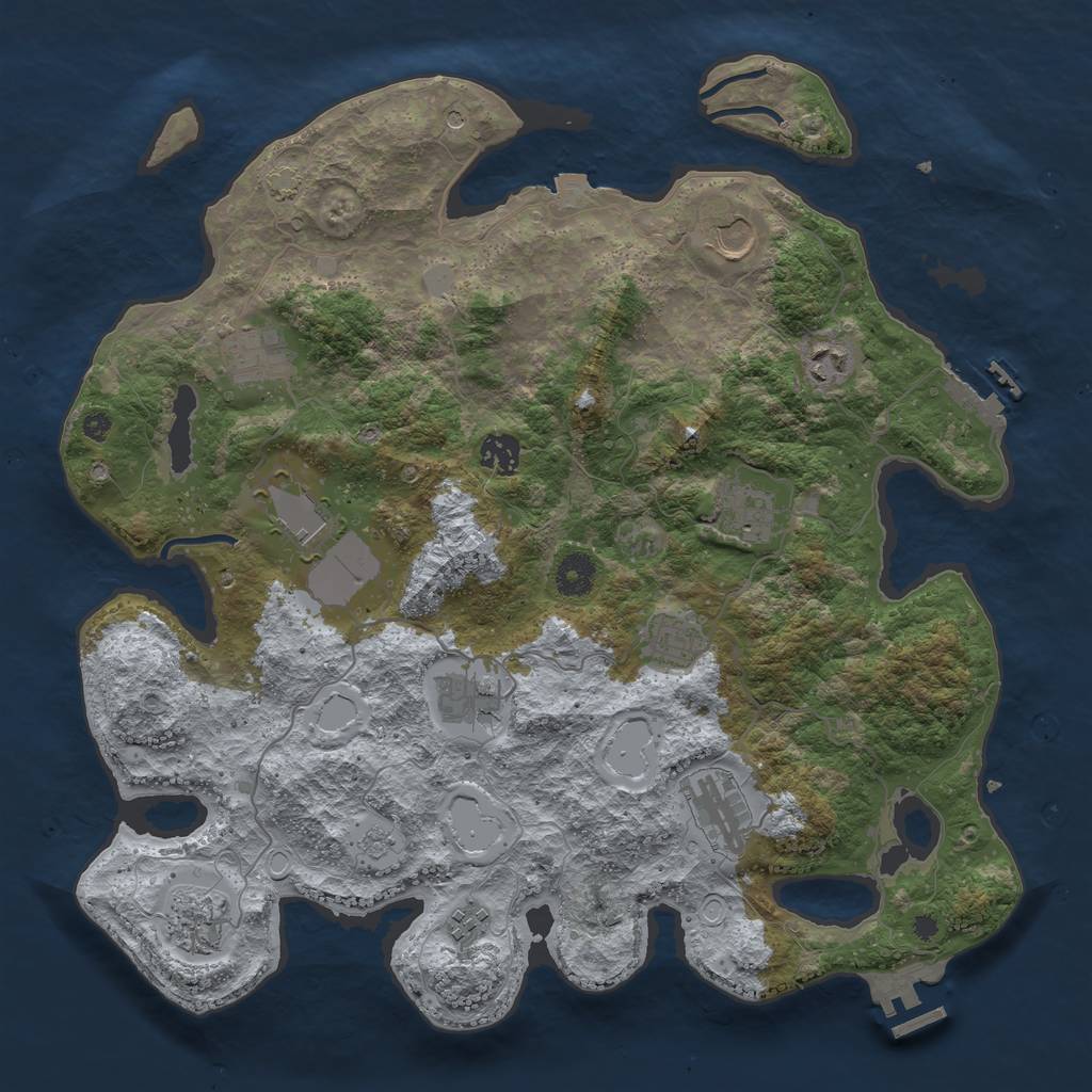 Rust Map: Procedural Map, Size: 3900, Seed: 1892878628, 19 Monuments