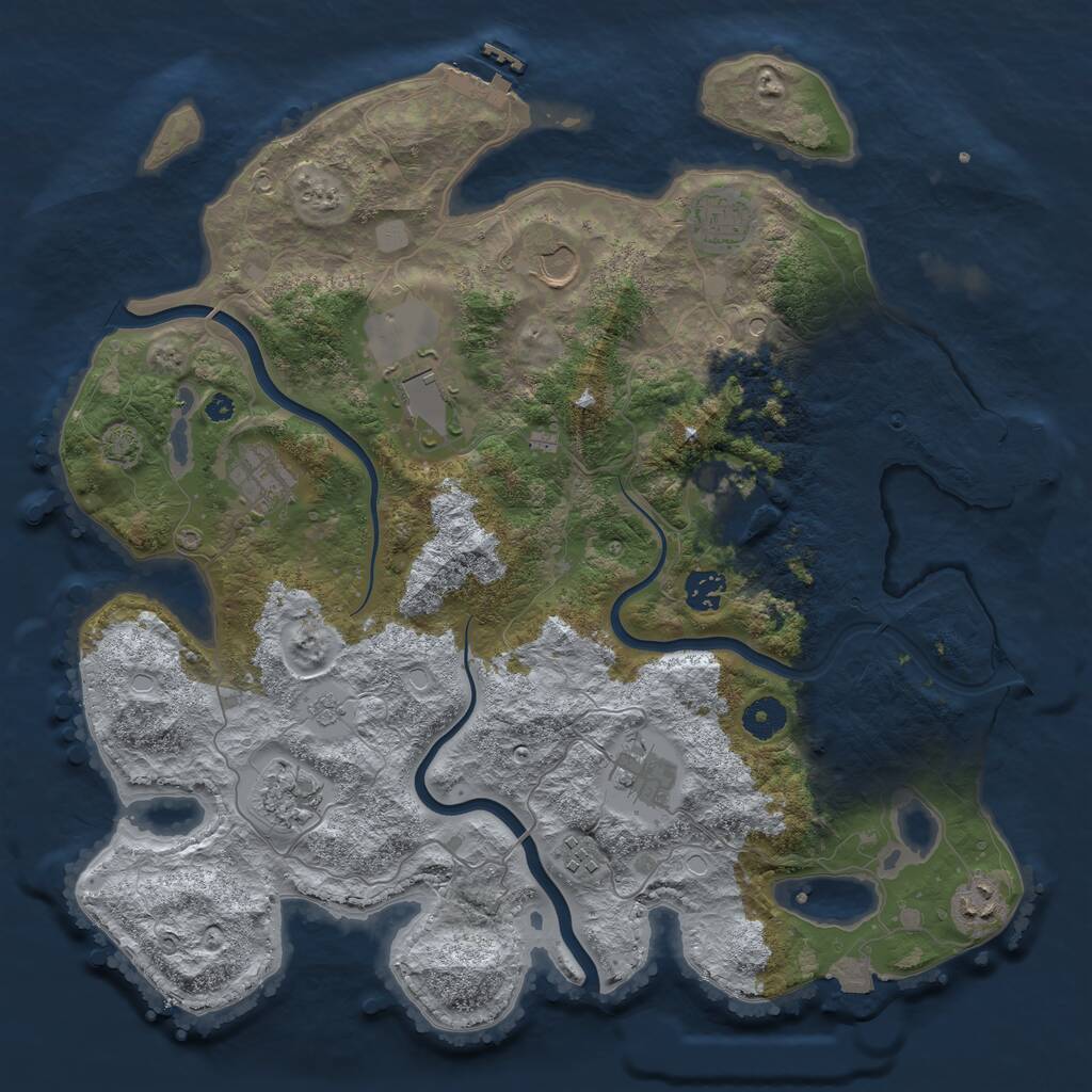Rust Map: Procedural Map, Size: 3900, Seed: 1892878628, 16 Monuments